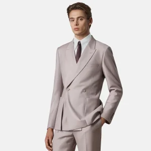 MTM Men’s Half Canvas Cool Series Pure Wool Slim Fit Double Breasted Peak Lapel Bridegroom Wedding Suit