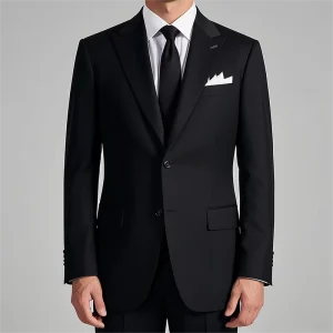 Made To Measure Modern Solid Haute Couture Black Suit Jacket Men’s Business Italian Wool High End Suit