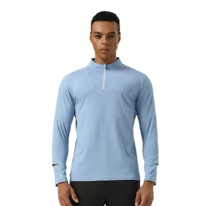 Male Activewear Athletic Men Long Sleeve T Shirt Men’s Quarter Zip Tracksuit 1 4 Zip Men’s Sports T Shirts Long Sleeve