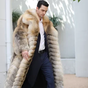 Male Overcoat Fashion Elegant Long Winter Thick Men Real Fox Fur Coat