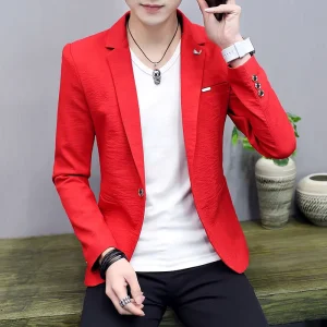 Male Thin Men’s Solid Brand Korean Blazer Male Thin Wild Personality Spring & Summer Solid Color Leisure Blazer