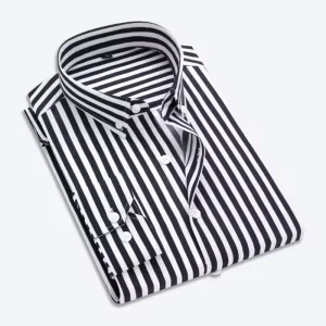 Man Shirt Men’s Shirts Men’s Striped Long Sleeve Dress Shirt Slim Button up Tops for Office Dinner Party