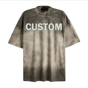 Manufacture Customized Men’s Oversized T shirt Distressed Snow Wash Gradient Heavyweight Streetwear T shirt