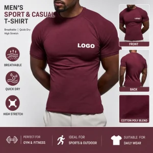 Manufacturer Custom Brand logo Muscle Fit Quick Dry Breathable Men’s T shirts Performance Gym Workout Activewear t Shirt for Men