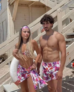 Manufacturer Custom LOGO Couple Swimwear Fashion Sexy Three piece Floral Swimwear Bikini Set Quick Dry Men’s Shorts Bathing Suit