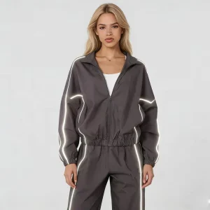 Manufacturer Custom Logo Men And Women Reflective Design Polyester Jogger Tracksuit