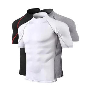 Manufacturer Custom Men’s Compression Fit Tee Short Gym Sports Base Layer Cool Dry Tops Compression Seamless Tshirts