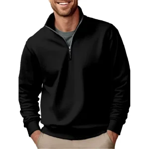 Manufacturer Customized Casual Outdoor Stand-up Collar Men’s Quarter-zip Sweatshirt for Outdoor Sportswear Casual Wear