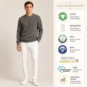 Manufacturer Heavy 7GG Crew Neck Pure Cotton Custom Men’s Knitted Sweater Knit Pullover