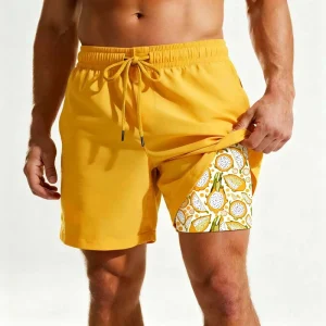 Manufacturer Printing Quick Dry 4 Way Stretch Fabric UPF 50+ Sun Protection Performance Swimwear Swim Shorts 2 in 1 Surf Trunks