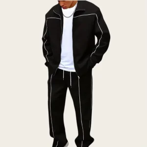 Manufacturer-made Custom Nylon Fabric Training Jogging Sportswear 2-piece Zippered Breathable Men’s Sportswear Set