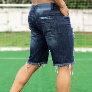 Manufacturers Bulk Price Men’s Jeans Shorts Denim Fabric Vintage Distressed Stone Wash Jeans Shorts Men