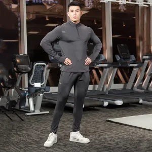 Men 1 4 Zipper Active Shirt Elastic Sport Pants Moisture Wicking Breathable Comfortable Gym Sweatsuits for Daily Exercise