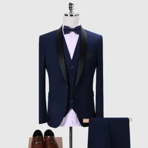 Men 3 Pieces Business Suits Blazer Waistcoat Trousers Slim Fit Suits