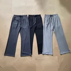 Men Breathable Soft Fabric Loose Fit Wide Leg Pants Casual Drawstring Waist Daily Wear Pants for Men