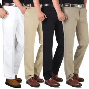 Men Business Suit Pant Formal Office Stretch Slim Straight Gentleman Suit Long Trousers Elastic Cotton Elastane Twill Pant
