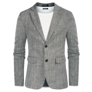 Men Casual Long Sleeve Notch Lapel Blazer Coat for Men Two Button Western Style Blazers Man Style
