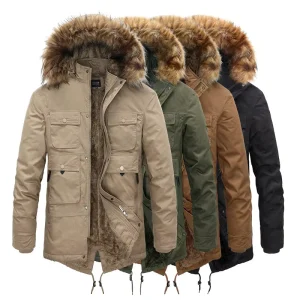 Men Clothes Heavyweight Fleece Jackets Outwear Thick Coat Parka Custom Men’s Hooded Jacket