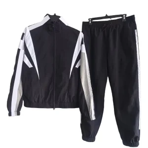 Men Color Block Sport Windproof Breathable Nylon Cotton Tracksuit Jacket Street Soccer Athletic Streetwear Football Casual