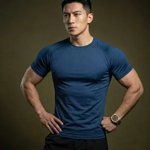 Men Compression Gym T Shirt Printed Quick Dry Polyester Spandex Athletic Sports Wear Moisture Wicking Slim Fit OEM ODM Custom