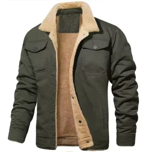 Men Fashion Upper Outerwear Casual Winter Warm Coat With Plush Jacket Men’s Big Size Cotton Coat