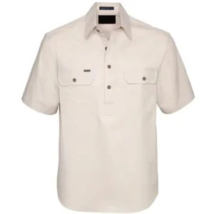 Men Half Button Short Sleeves Double Pocket Workshirts Cotton Twill Shirts Security Uniform Shirt