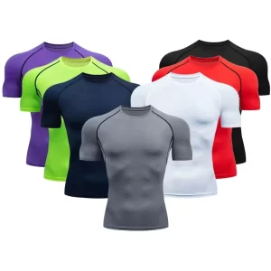 Men High Elastic Soft Sportswear Stretchy Fitness Compression Suit Slim Fit Running T Shirts With Tight Jogging Wear