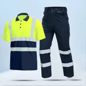 Men High Visibility Polo Work Shirt Workwear 100% Polyester Shirt Reflective Safety Polo T Shirt