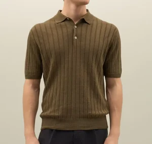 Men Knitwear Sweatshirt Polo Neck Short Sleeve Sweater