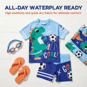 Men Low Waist UV Swimsuit Set Short Sleeve Quick Dry Rash Guard High Stretch Breathable Beach Pool Essential