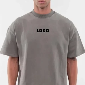 Men Luxury Heavy 100% Cotton Oversize T Shirt Blank Mock Neck Heavyweight Oversized Boxy T Shirt