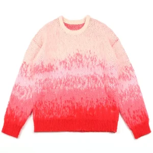 Men Mohair Sweater Long Sleeve Knitted Fuzzy Crew Neck Knitwear Mohair Knit Sweater