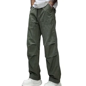Men Nylon Parachute Pants 3D Ergonomic Cutting Lightweight Quick Dry Cargo Trousers Urban Techwear Streetwear