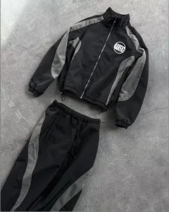 Men Nylon Tracksuit Zip up Jackets + Track Pants Windbreaker 2 Pieces Set Jogging Suit