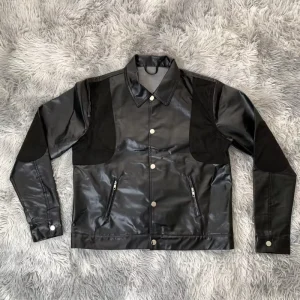 Men Outdoor Classic Biker Jacket Motorcycle PU Faux Leather Jacket