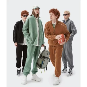 Men Oversized Athletic Fleece Sweatpants Tracksuit Set Custom Workout Streetwear Men’s Jacket With Pants