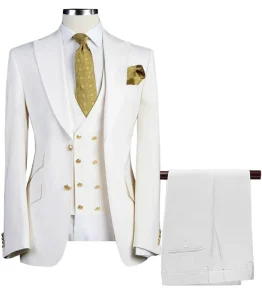 Men Peak Lapel 3 Pieces Blazer Vest and Pants Set Luxury Men’s Suit for Wedding Business Prom