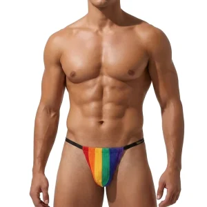 Men Plus Size Gay Pride Fashion Show Underwear Breathable Design Brazilian Sexy Mini Micro Bikini Panties G String Thongs