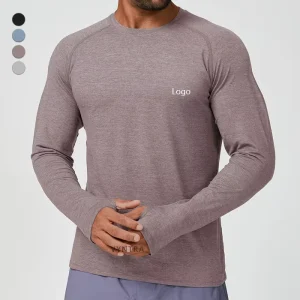 Men Quick Drying Long Sleeves Workout Fitness Running Gym Training Sportswear Tops Pullover Sweatshirt T shirt With Thumb Hole