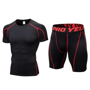 Men Running Sport Clothes Compression T Shirt Gym Shorts Suits Mens Tights Jogging Tracksuit Fitness Exercise Active Wear Sets