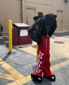 Men Screen Printing Men’s Wide Leg Pants Cotton Baggy Oversized Bright Color Men Baggy Sweatpants