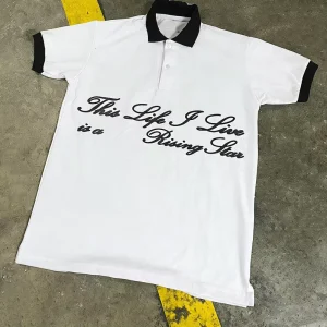 Men Short Sleeves Custom Logo Cotton Trend Printed Polo Collar Button up t Shirt