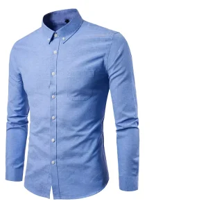 Men Solid Shirts S 8XL New Mens Dress Shirts Long Sleeve Slim Casual Black White Social Male Clothes