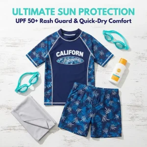 Men Solid UV Swimwear High Stretch Breathable Quick Dry Low Waist Chlorine Resistant Rash Guard Water Sports Gear