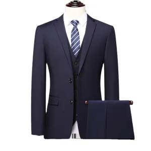 Men Suit 3 Piece Set Asian Size Suit Coat Vest Pants Korean Professional Wedding Business Formal Suits