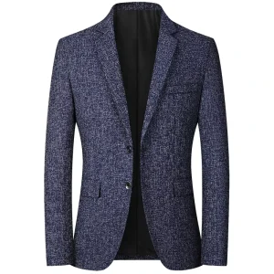 Men Suit Coat Casual Spring Middle-Aged Single Button Lapel Western Tops Jacket Office Business Non-Ironing Men’s Coat