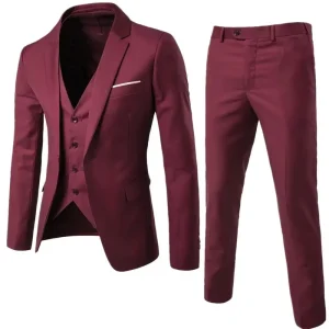Men Suit Set Men’s Three Piece Business Professional Suit Korean Slim Man Groom Wedding Formal Set Suits