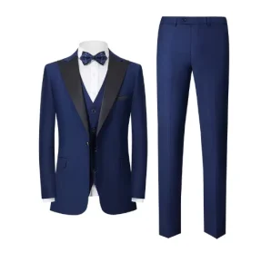 Men Suits 3 Pieces With Black Lapel Slim Business Casual for Wedding Best Man Groom Tuxedo Set Jacket Vest With Pants
