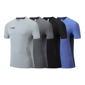 Men Summer Sports Tshirts Polyester Fitness Short Sleeve Quick Dry Jogger Running Shirts Breathable Training Gym T Shirt