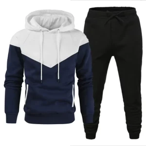 Men Tracksuit 2 Piece Set Sportswear Casual Sweatsuit Breathable Training Gym Men’s Hoodie Sweatpants Set